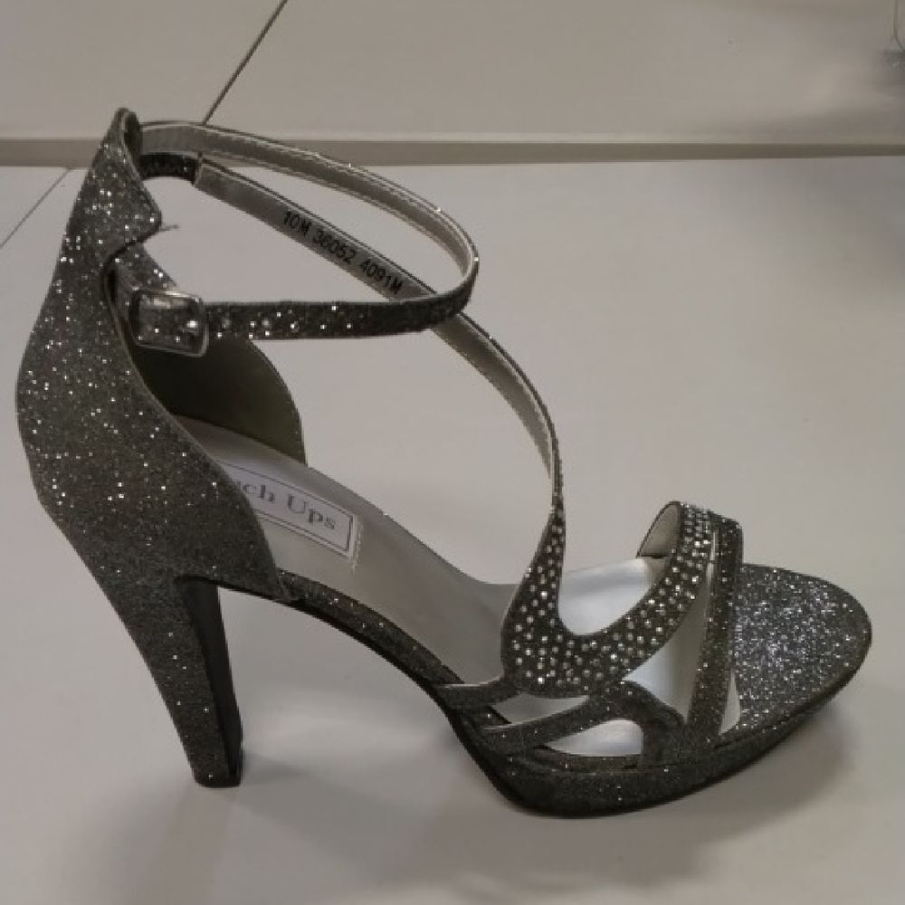 Touch Ups BREEZE Shimmering Silver Strappy Heels
